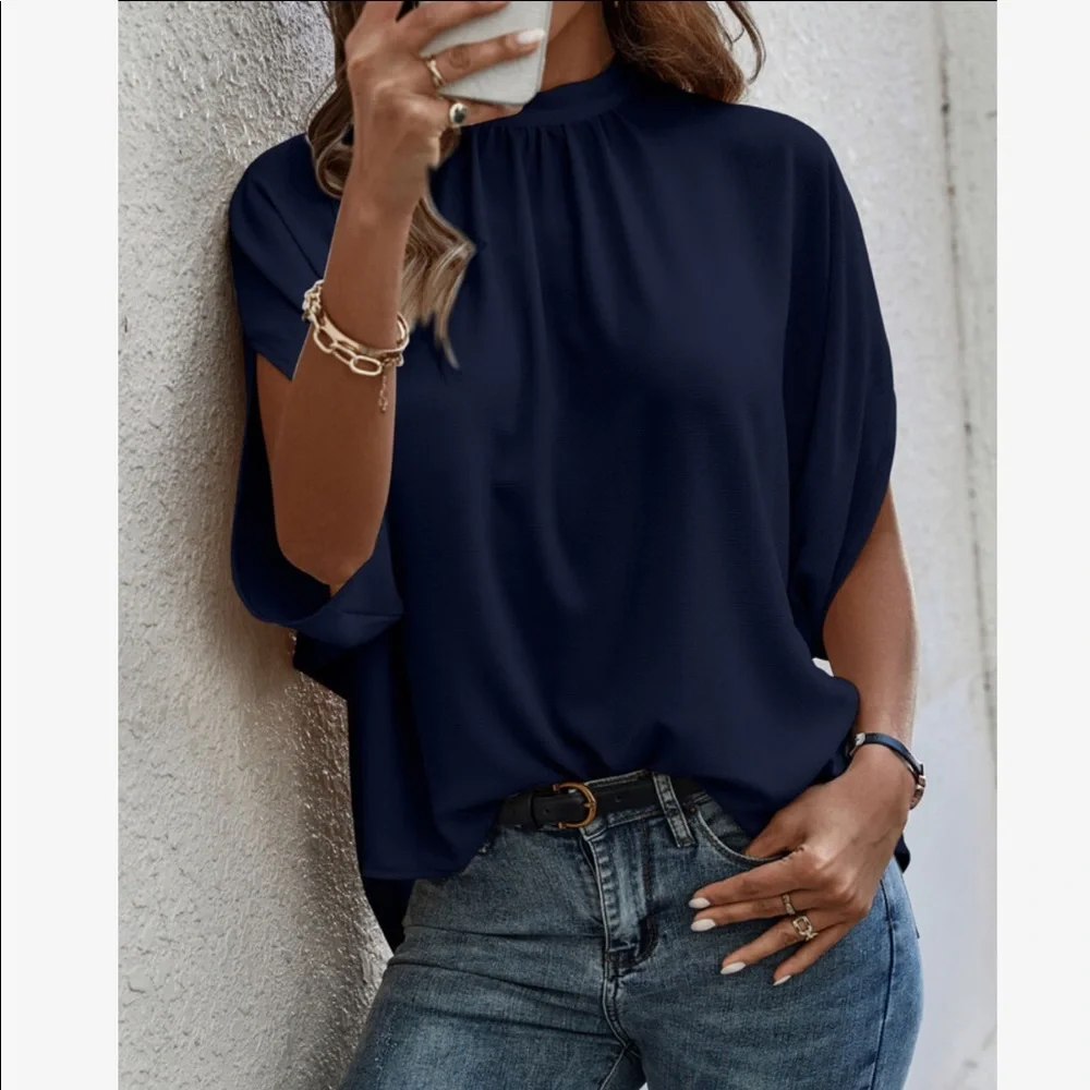 Boho Oversized Loose Fit Dolman Sleeve Top Blouse - Picture 9 of 13